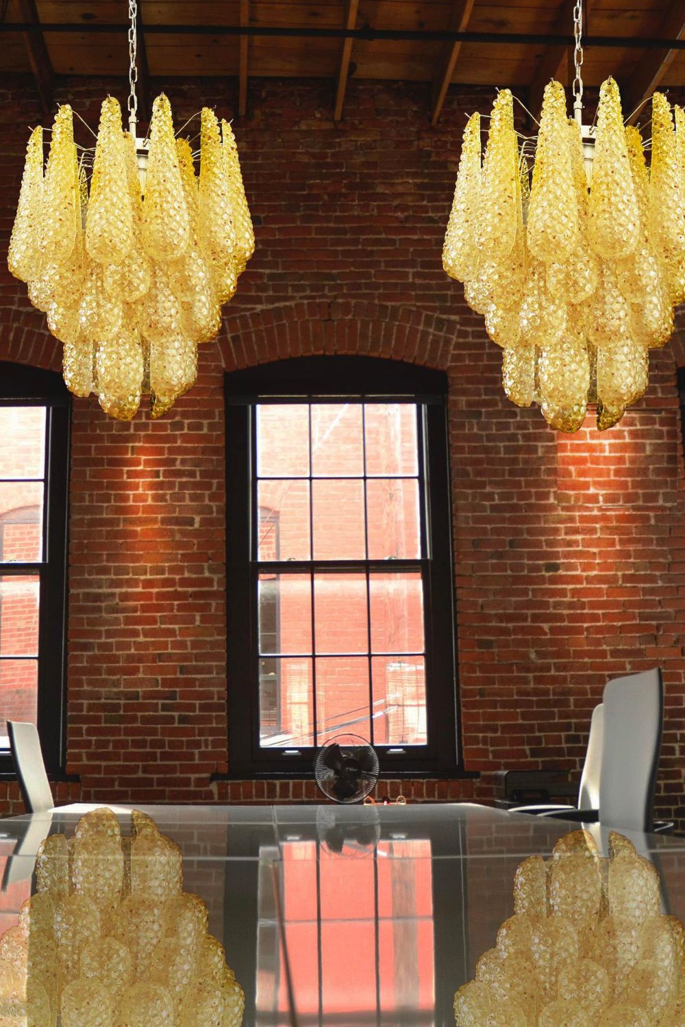 Murano Handcrafted Golden Glass Chandelier