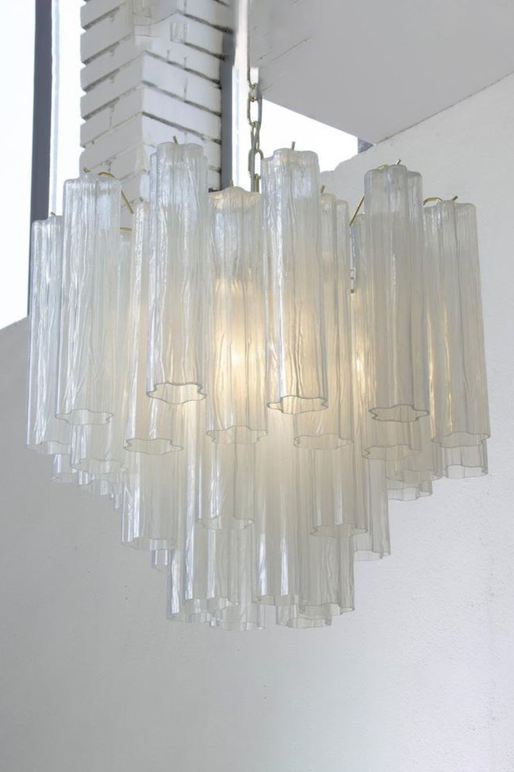 1990s Vintage Italian Opaline Glass Pendant Light