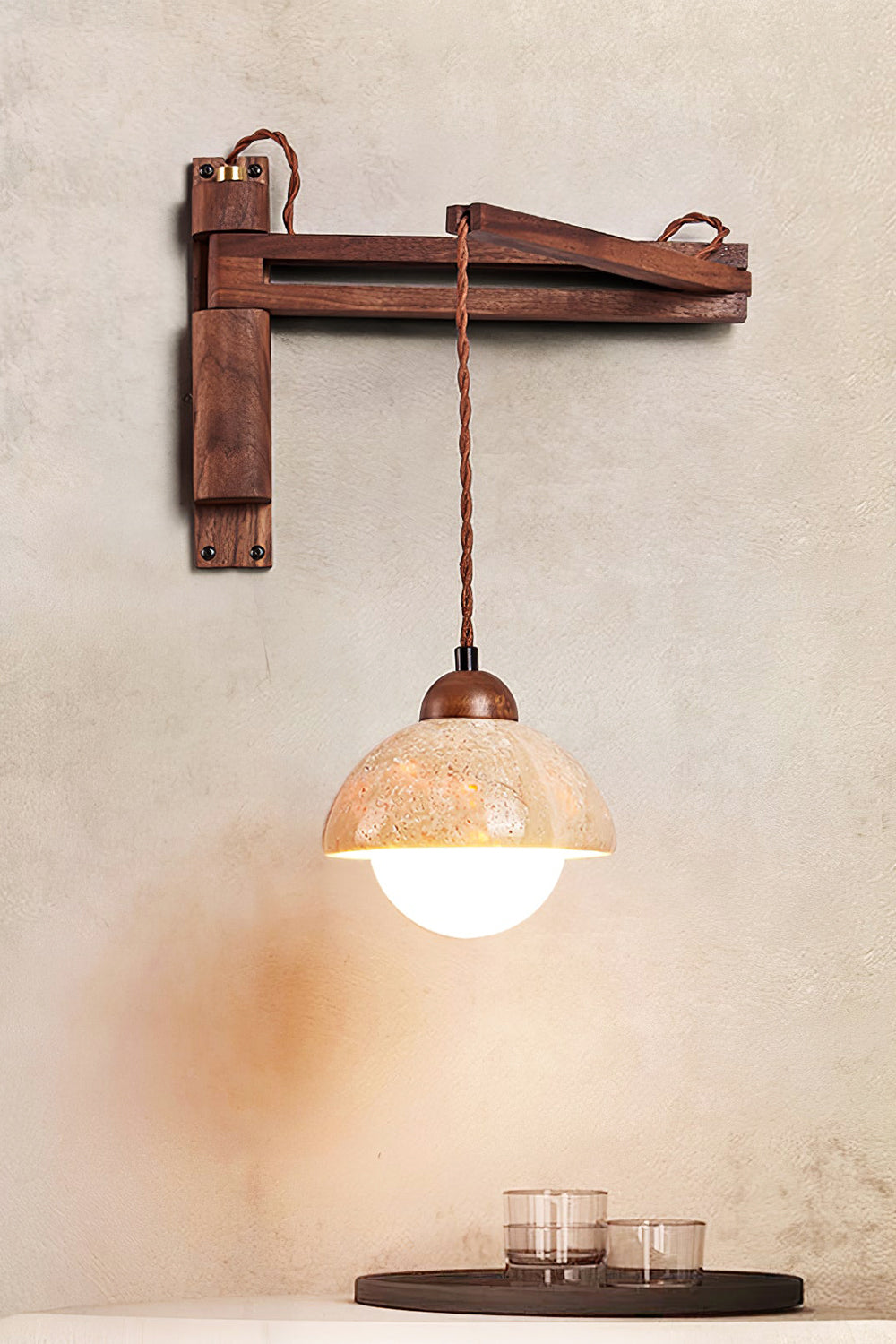 Adjustable Travertine Dome Wall Sconce