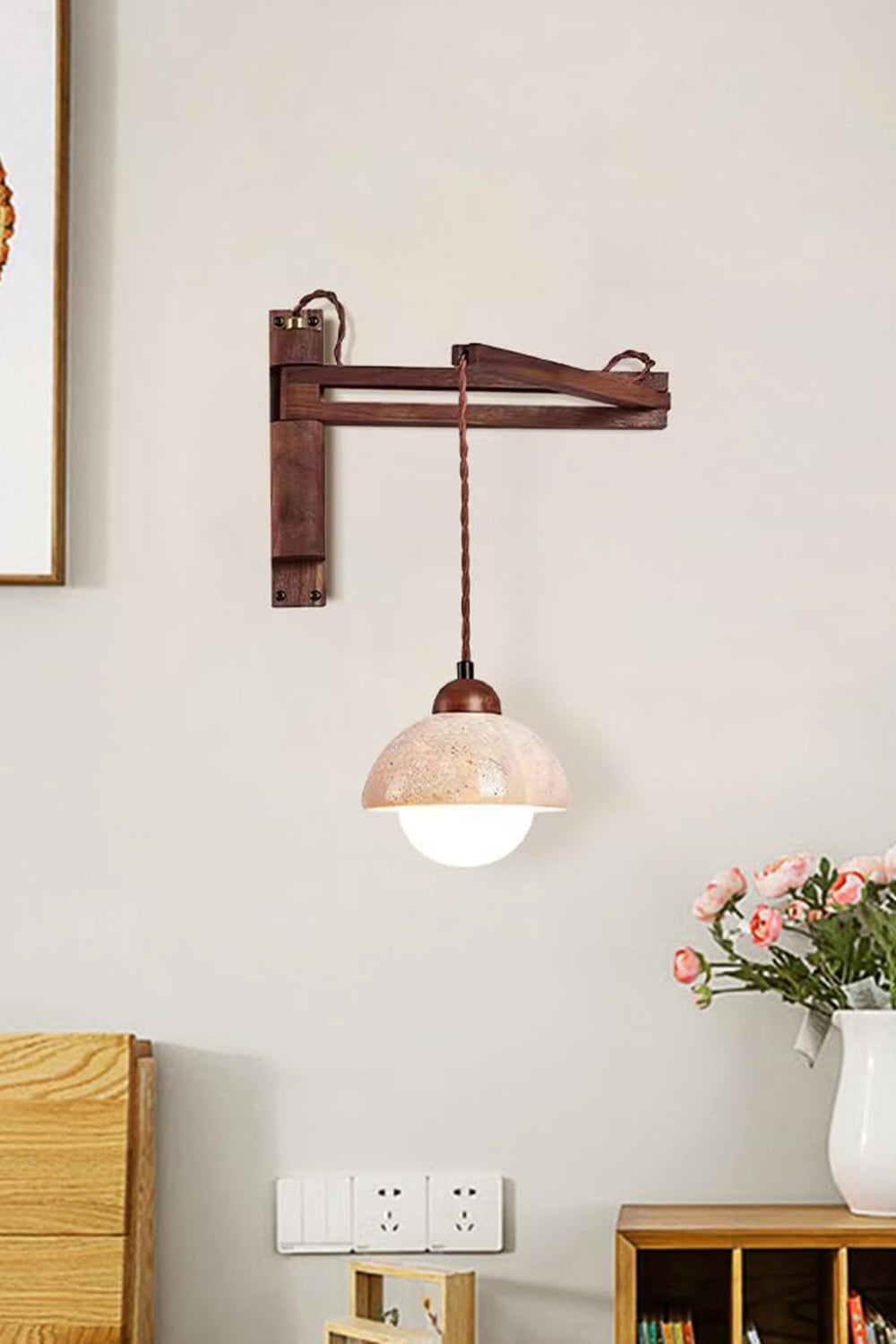 Adjustable Travertine Dome Wall Sconce