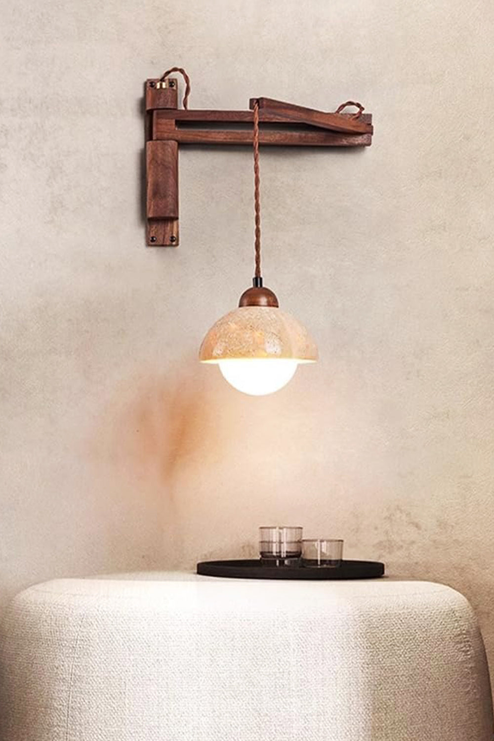 Adjustable Travertine Dome Wall Sconce