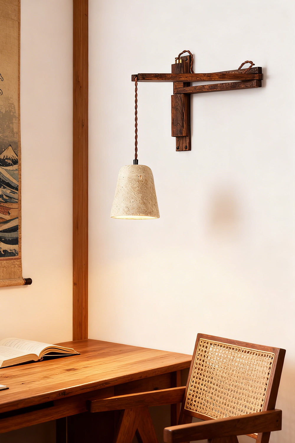 Adjustable Travertine Dome Wall Sconce