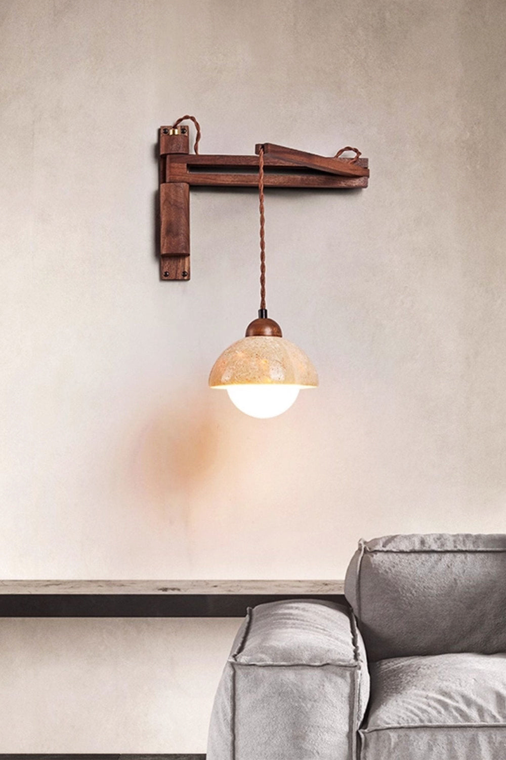 Adjustable Travertine Dome Wall Sconce