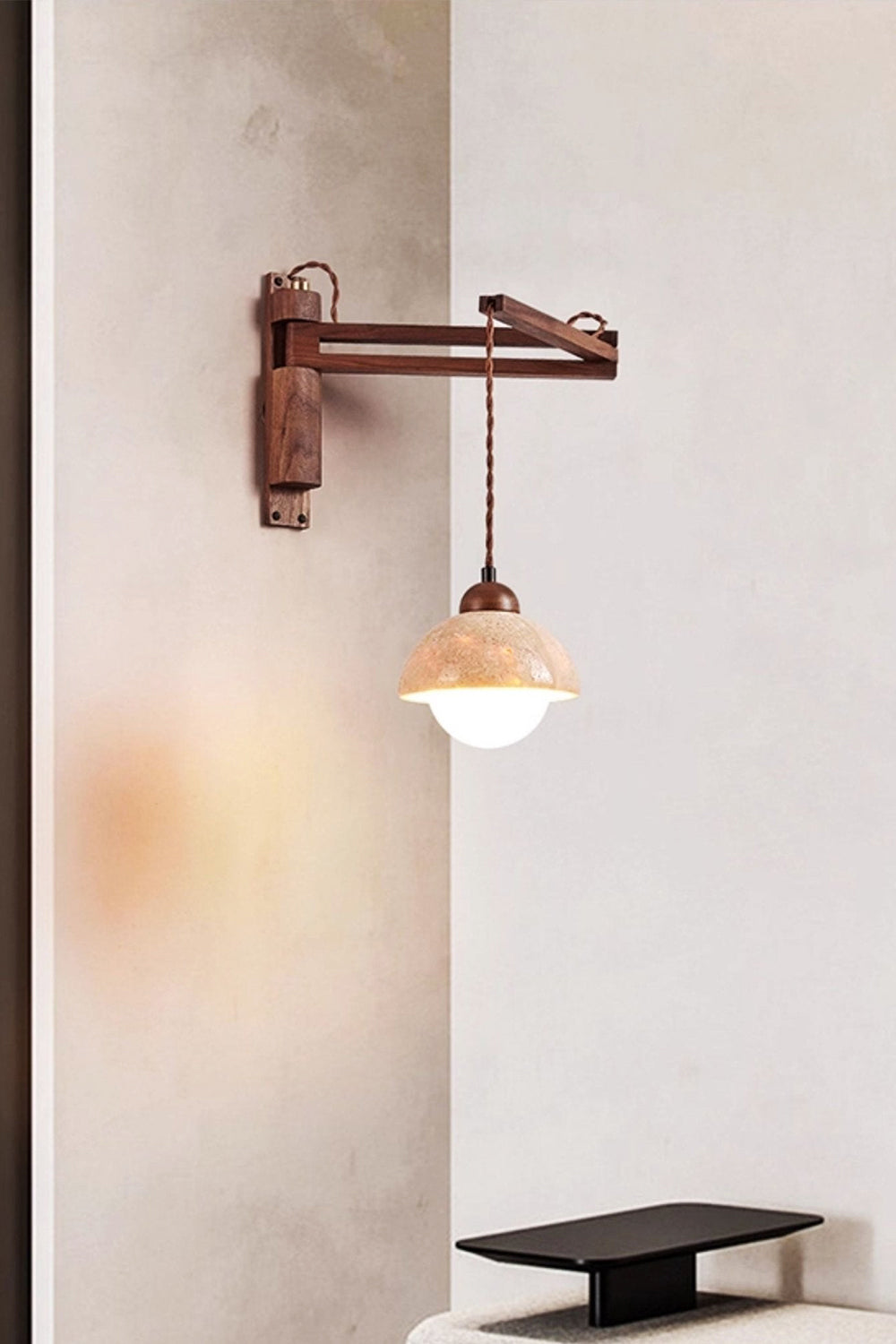 Adjustable Travertine Dome Wall Sconce