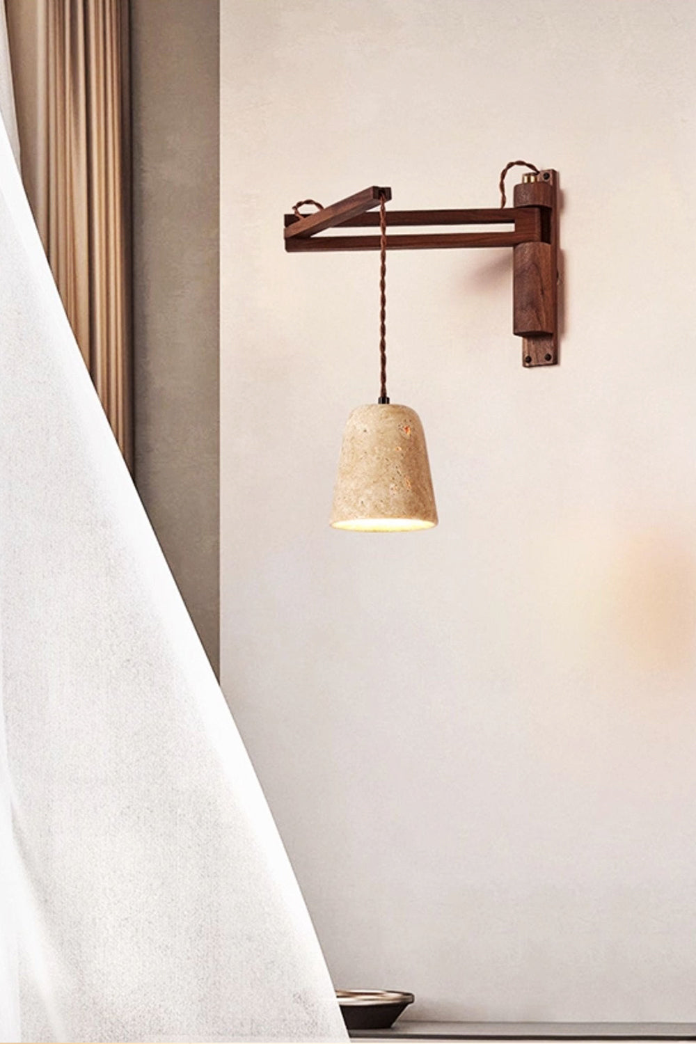 Adjustable Travertine Dome Wall Sconce