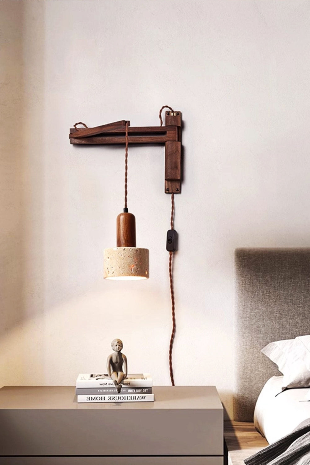 Adjustable Travertine Dome Wall Sconce