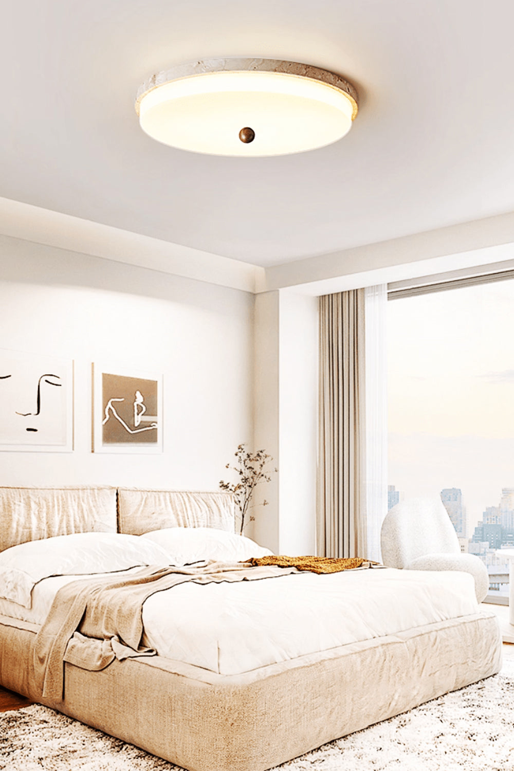 Aeon Travertine Globe Ceiling Light