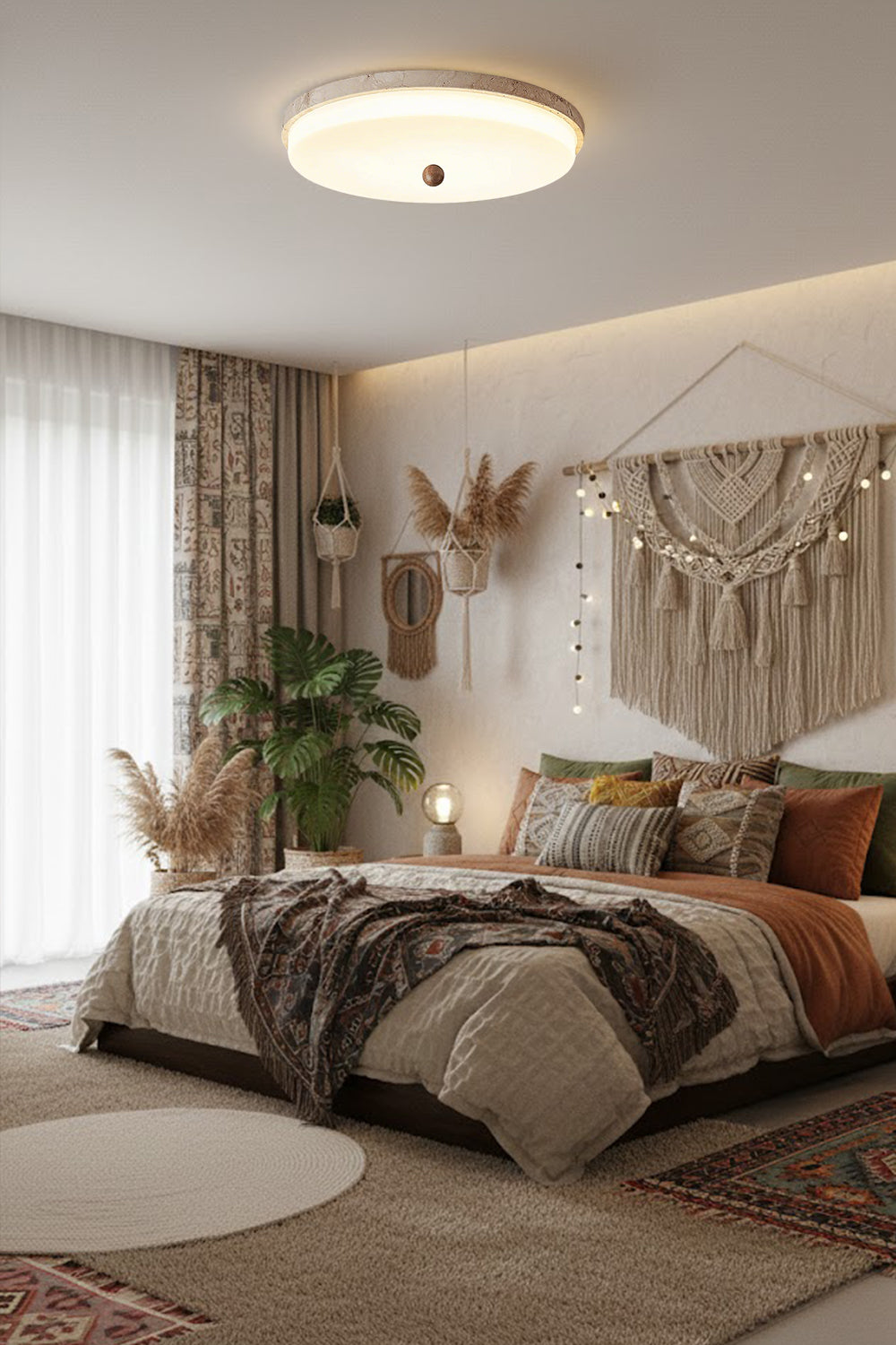 Aeon Travertine Globe Ceiling Light