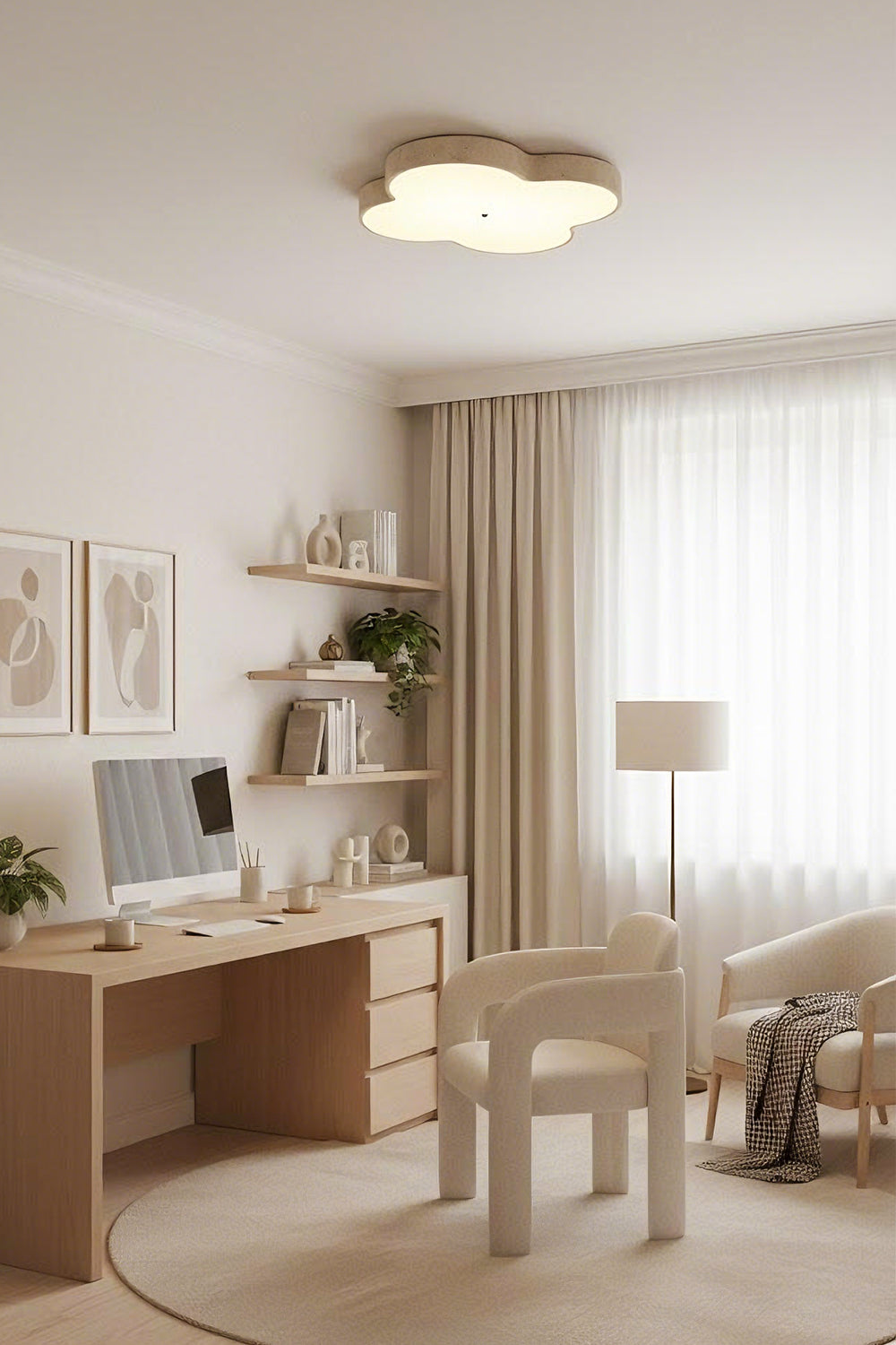 Aethel Cloud Travertine Ceiling Lamp