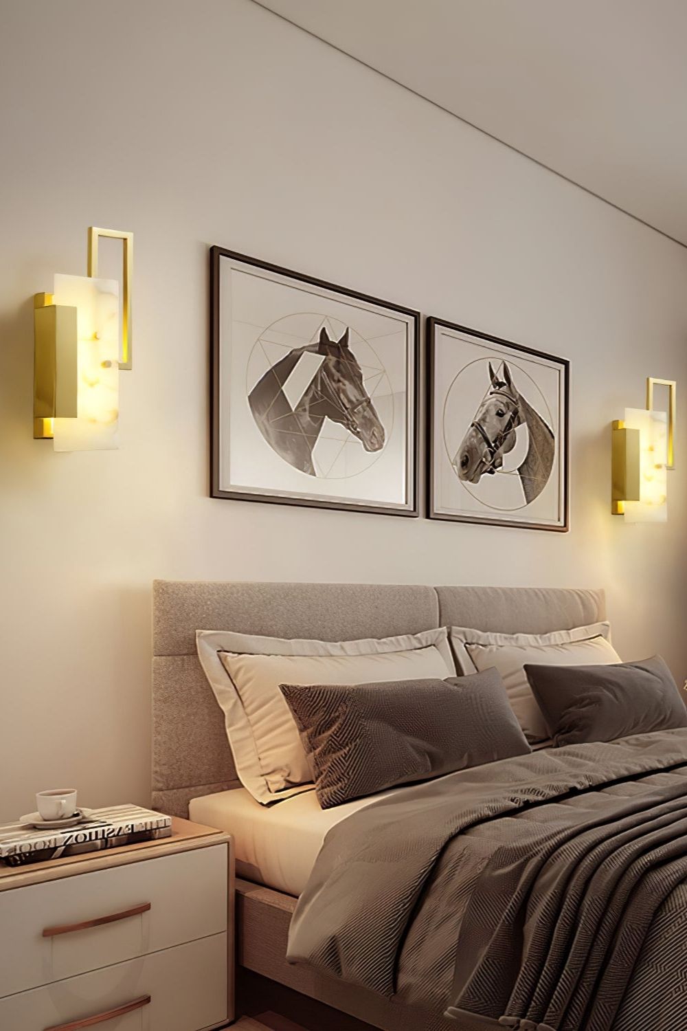 Alabaster Brass Wall Sconce