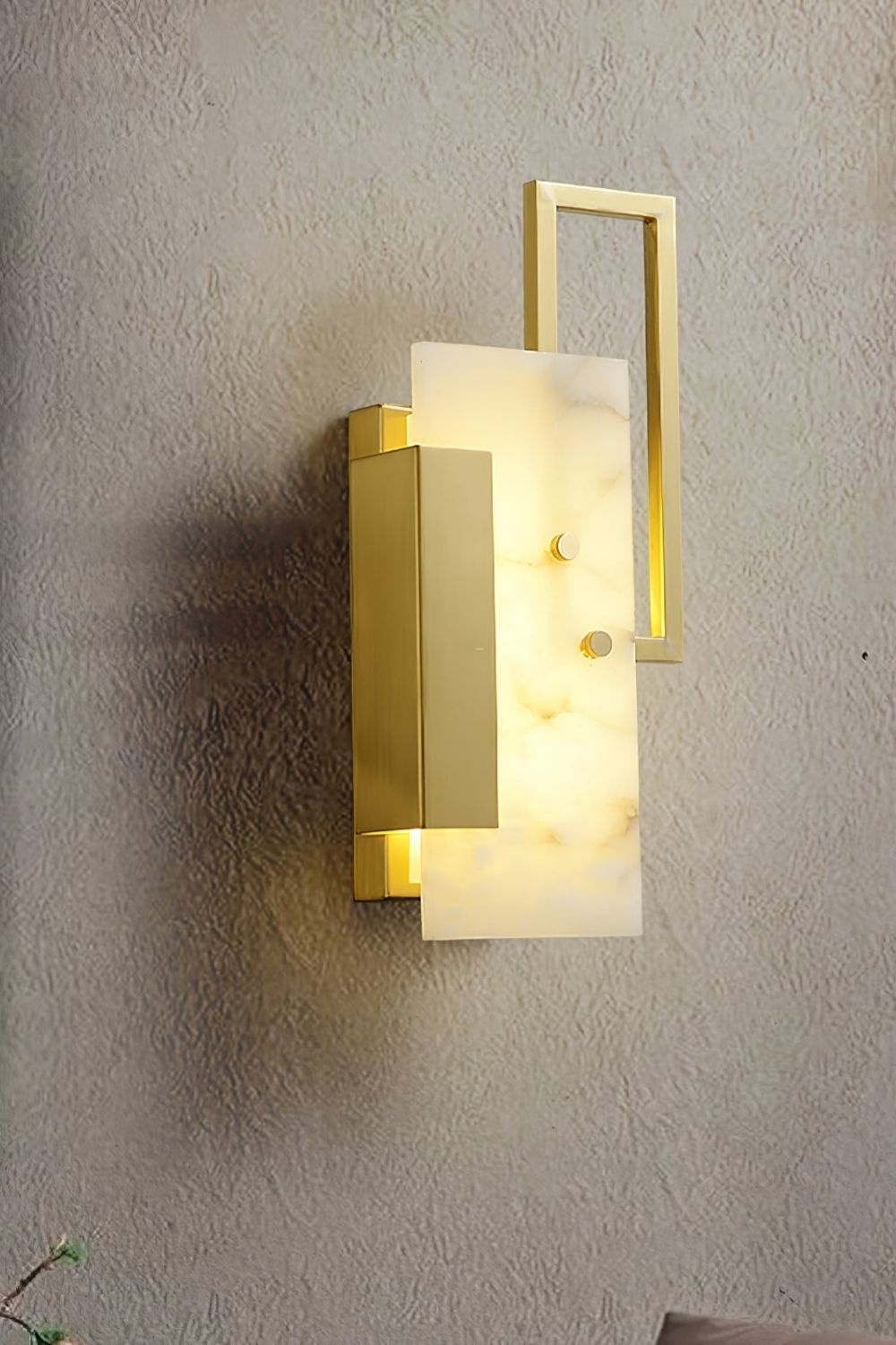 Alabaster Brass Wall Sconce
