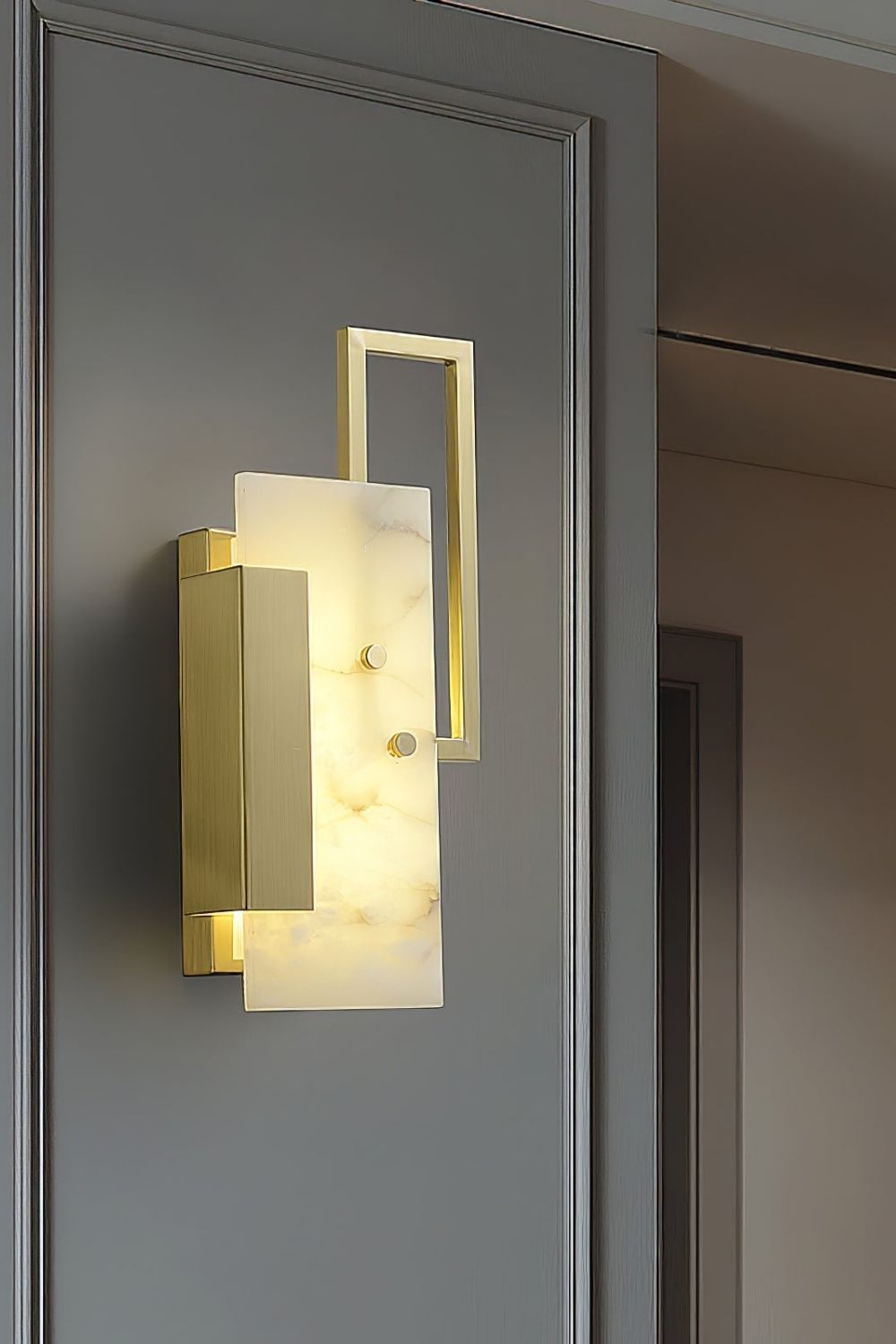 Alabaster Brass Wall Sconce