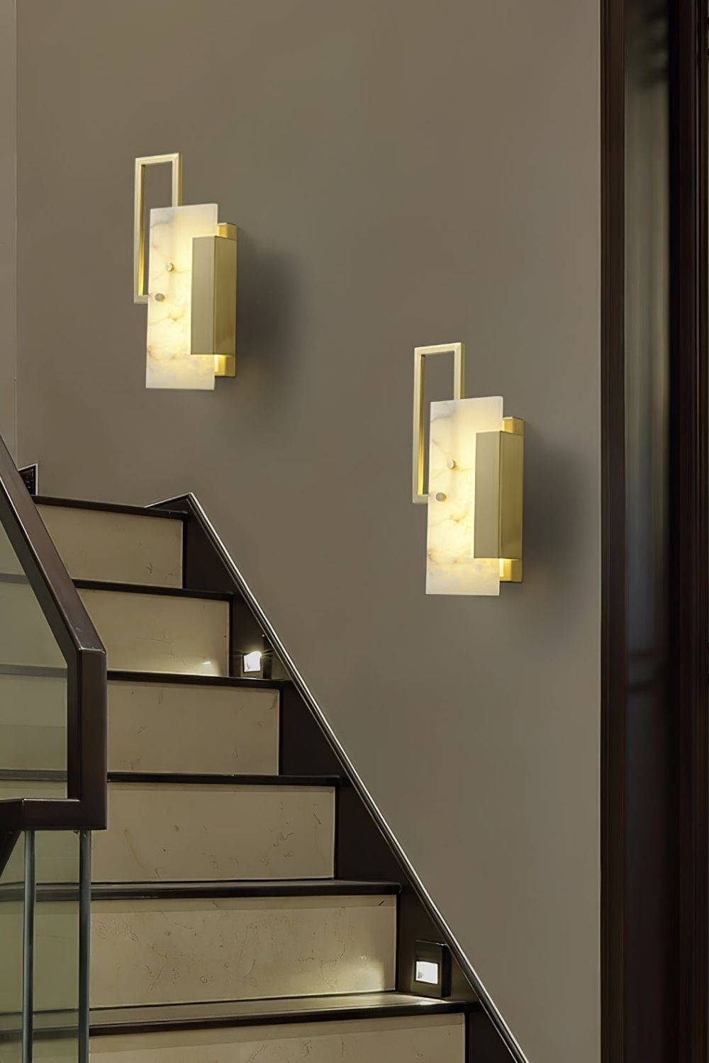 Alabaster Brass Wall Sconce