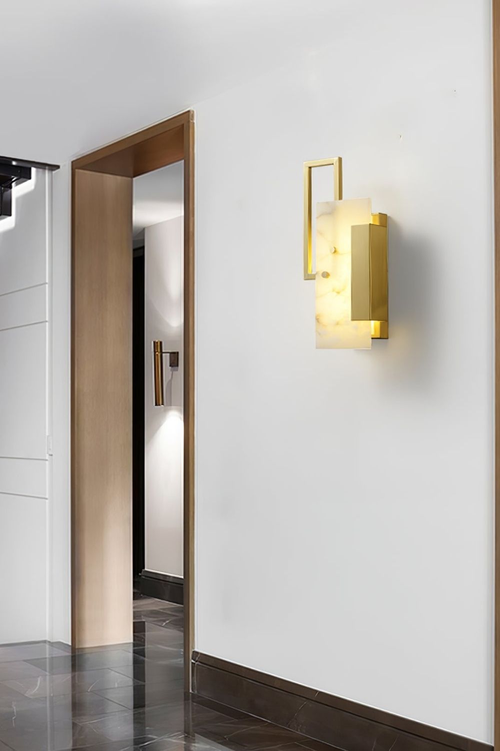 Alabaster Brass Wall Sconce