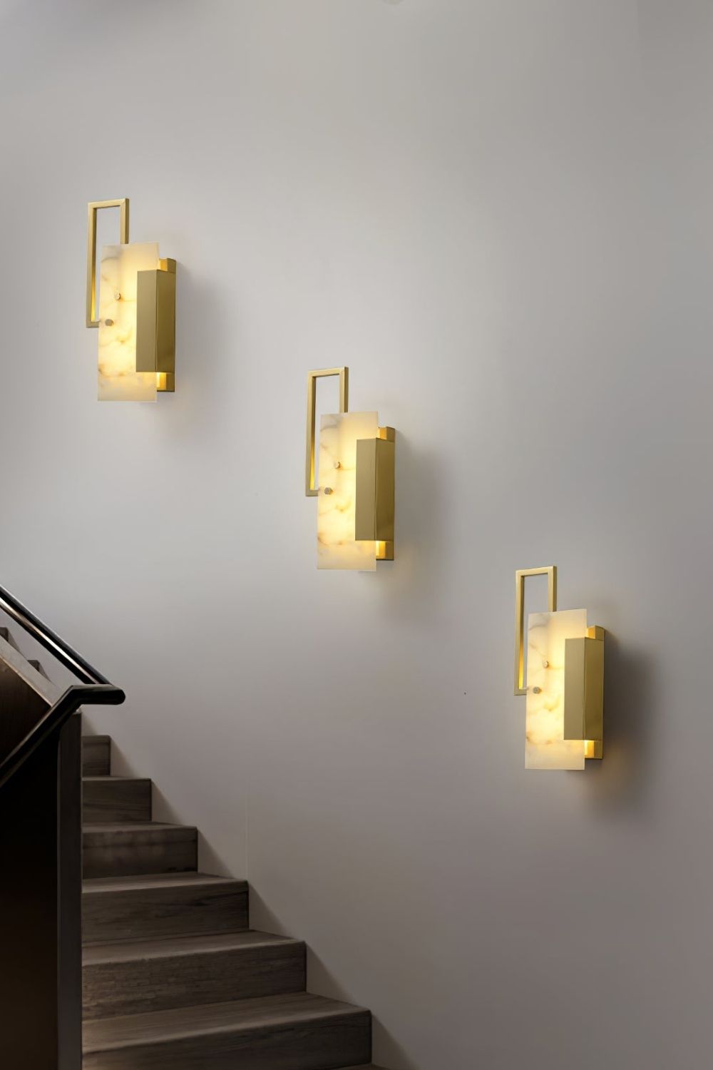 Alabaster Brass Wall Sconce