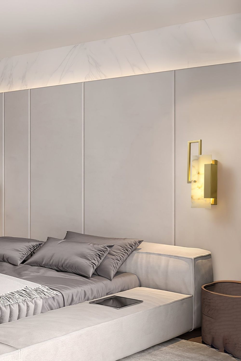 Alabaster Brass Wall Sconce