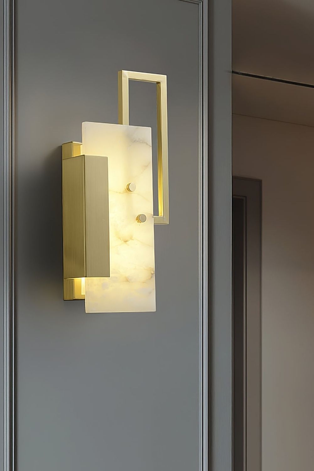 Alabaster Brass Wall Sconce