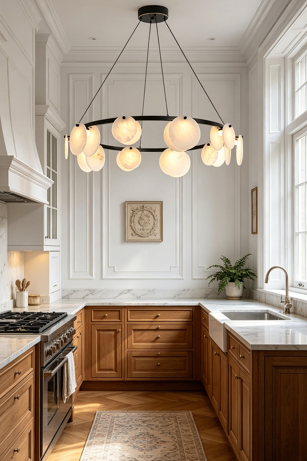 Alabaster Disc Ring Chandelier for Kitchen | Samu Lamp