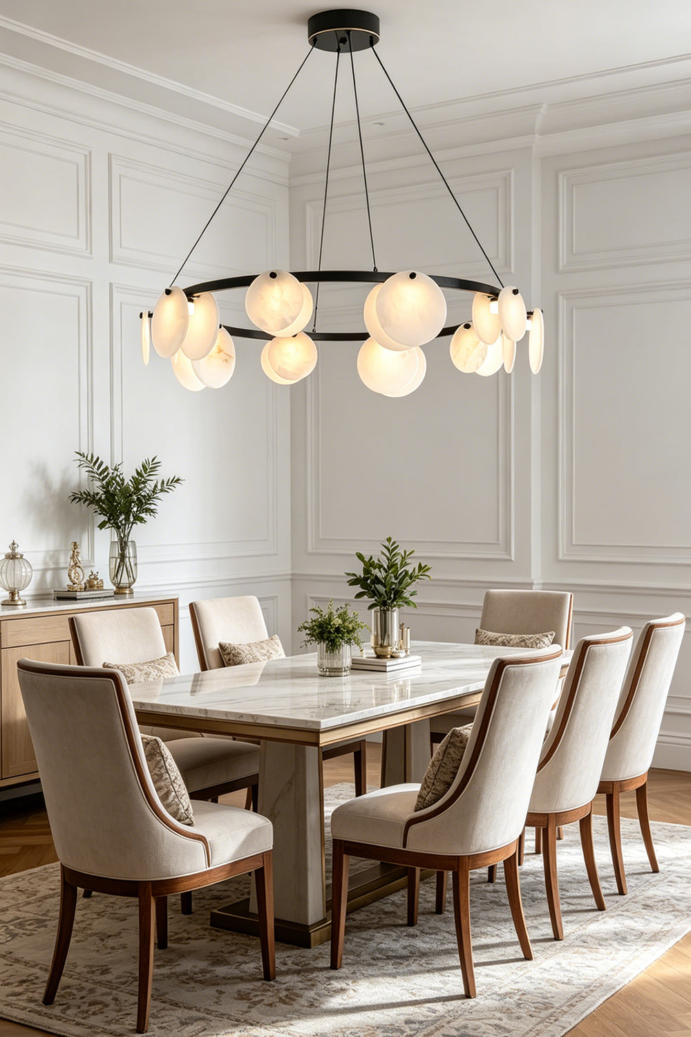 Alabaster Disc Ring Chandelier for Dining Room | Samu Lamp