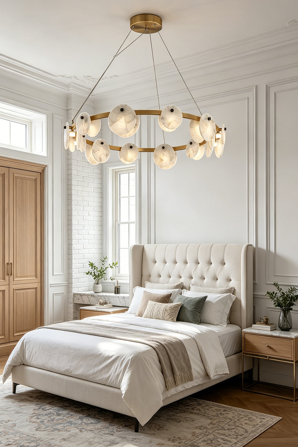 Alabaster Disc Ring Chandelier for Bedroom | Samu Lamp