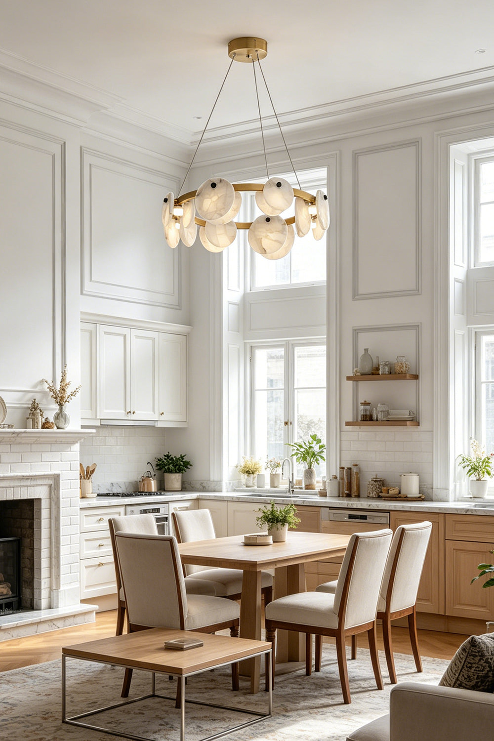 Alabaster Disc Ring Chandelier for Dining Room | Samu Lamp