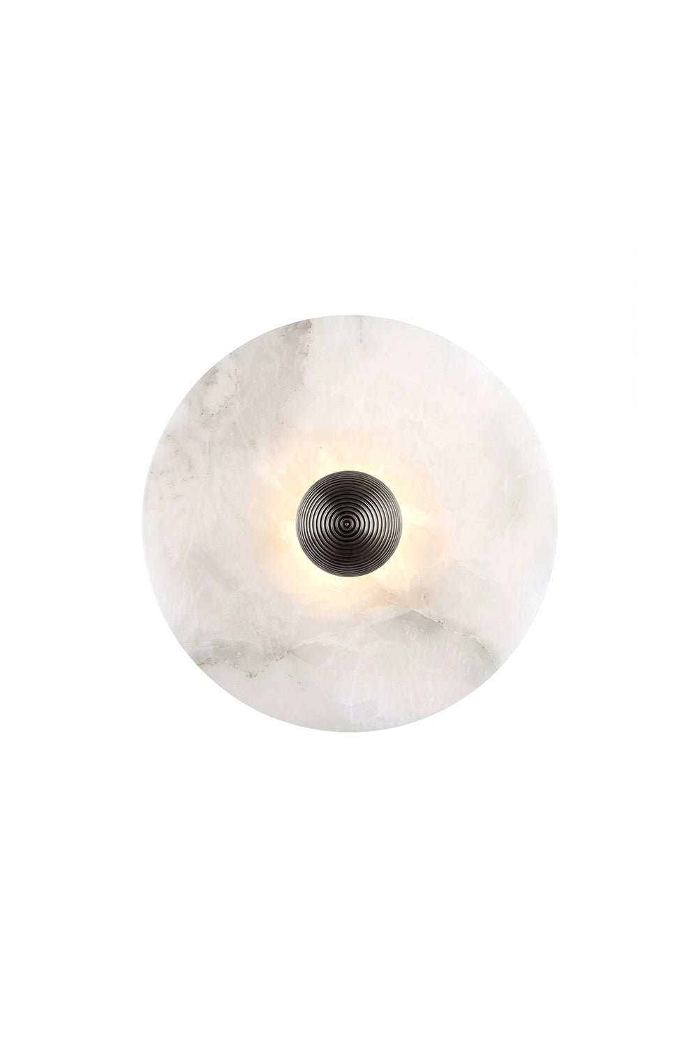 Alabaster disc wall light with dark bronze center | Brass | Alabaster | Alternative product view on white background | Samu Lamp