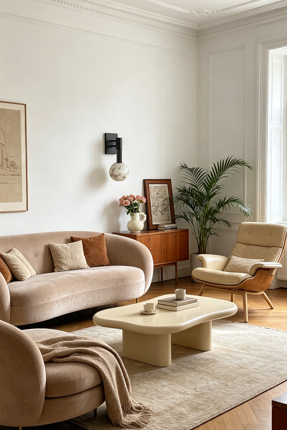 Alabaster Pillar Orb Wall lamp for  Living room | Samu  Lamp