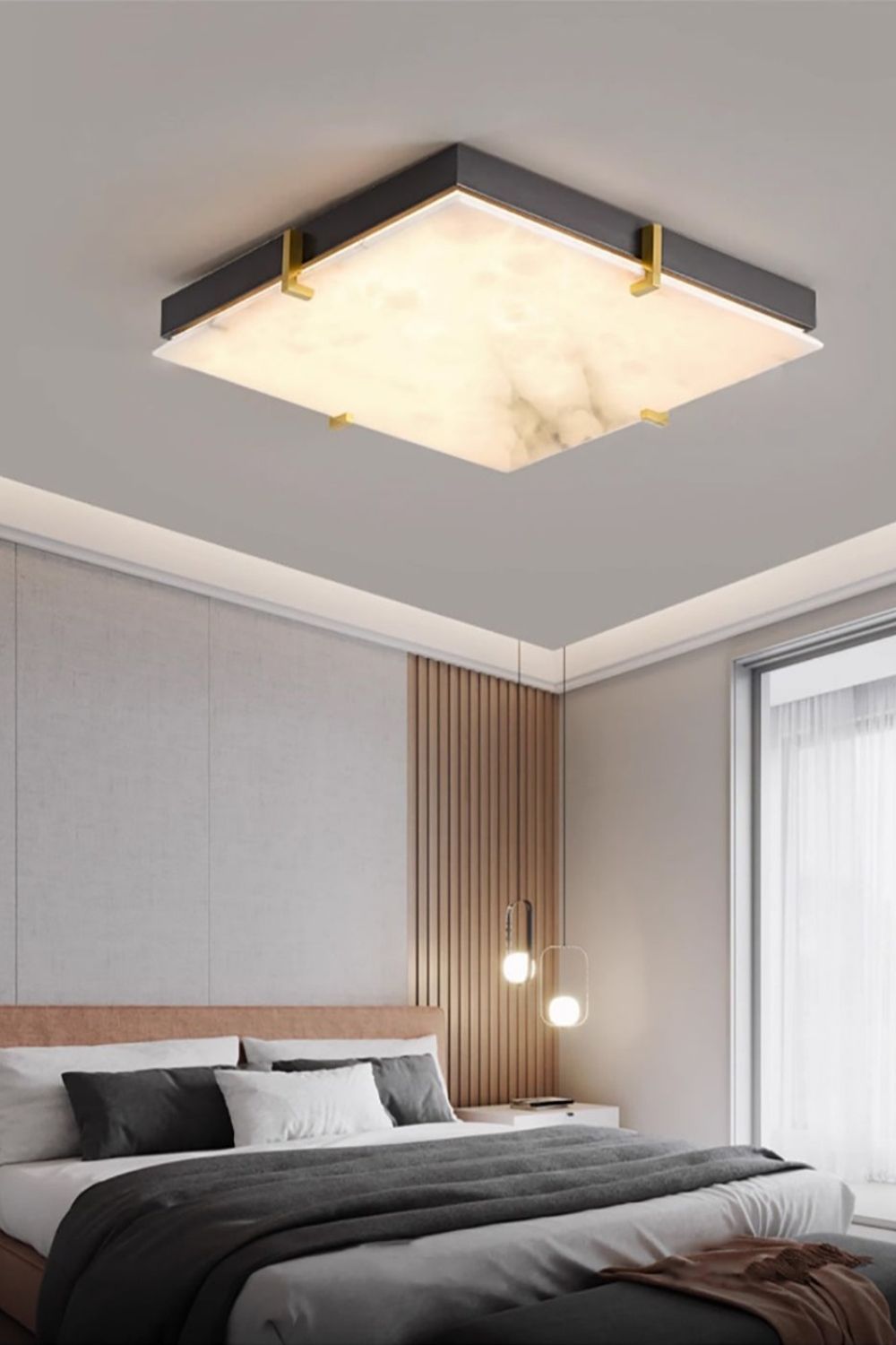 Alabaster Black Square Ceiling Lamp