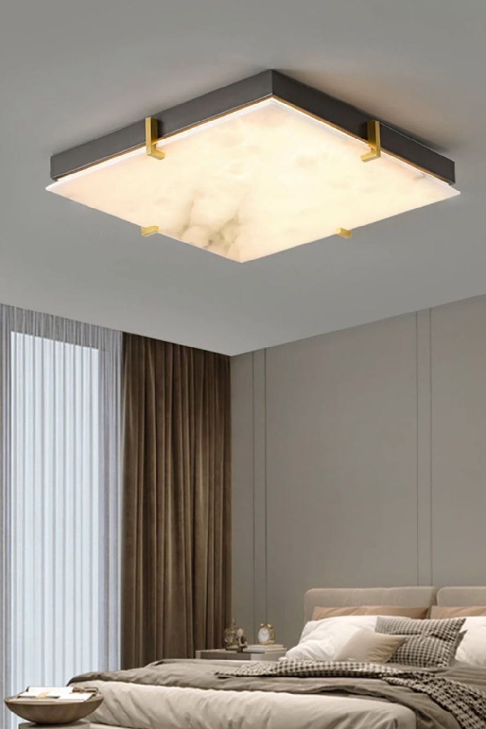 Alabaster Black Square Ceiling Lamp