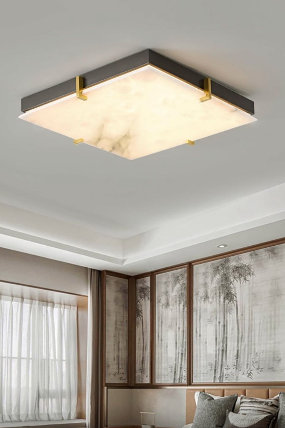 Alabaster Black Square Ceiling Lamp
