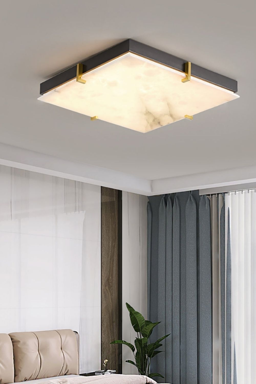 Alabaster Black Square Ceiling Lamp