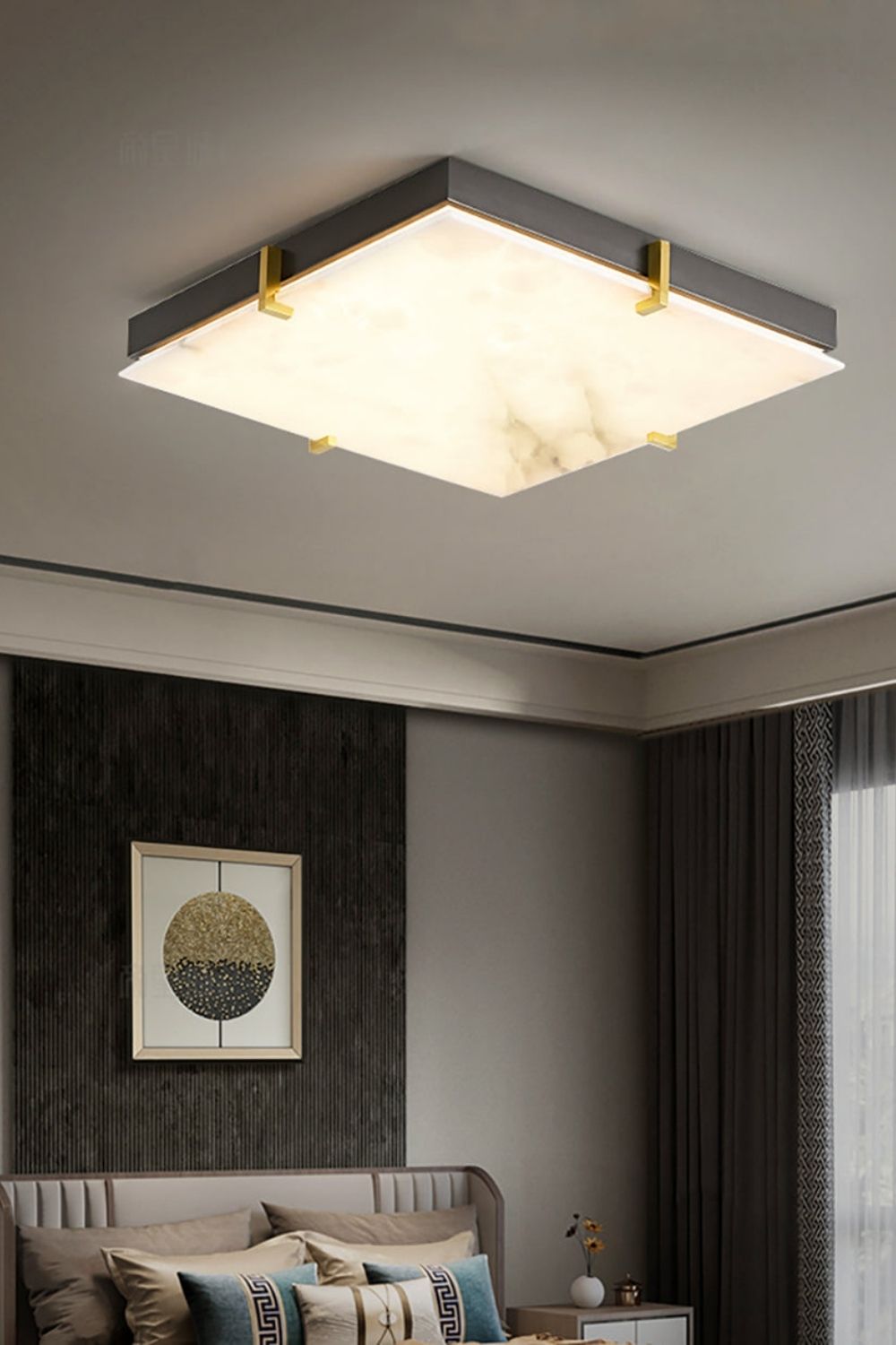 Alabaster Black Square Ceiling Lamp