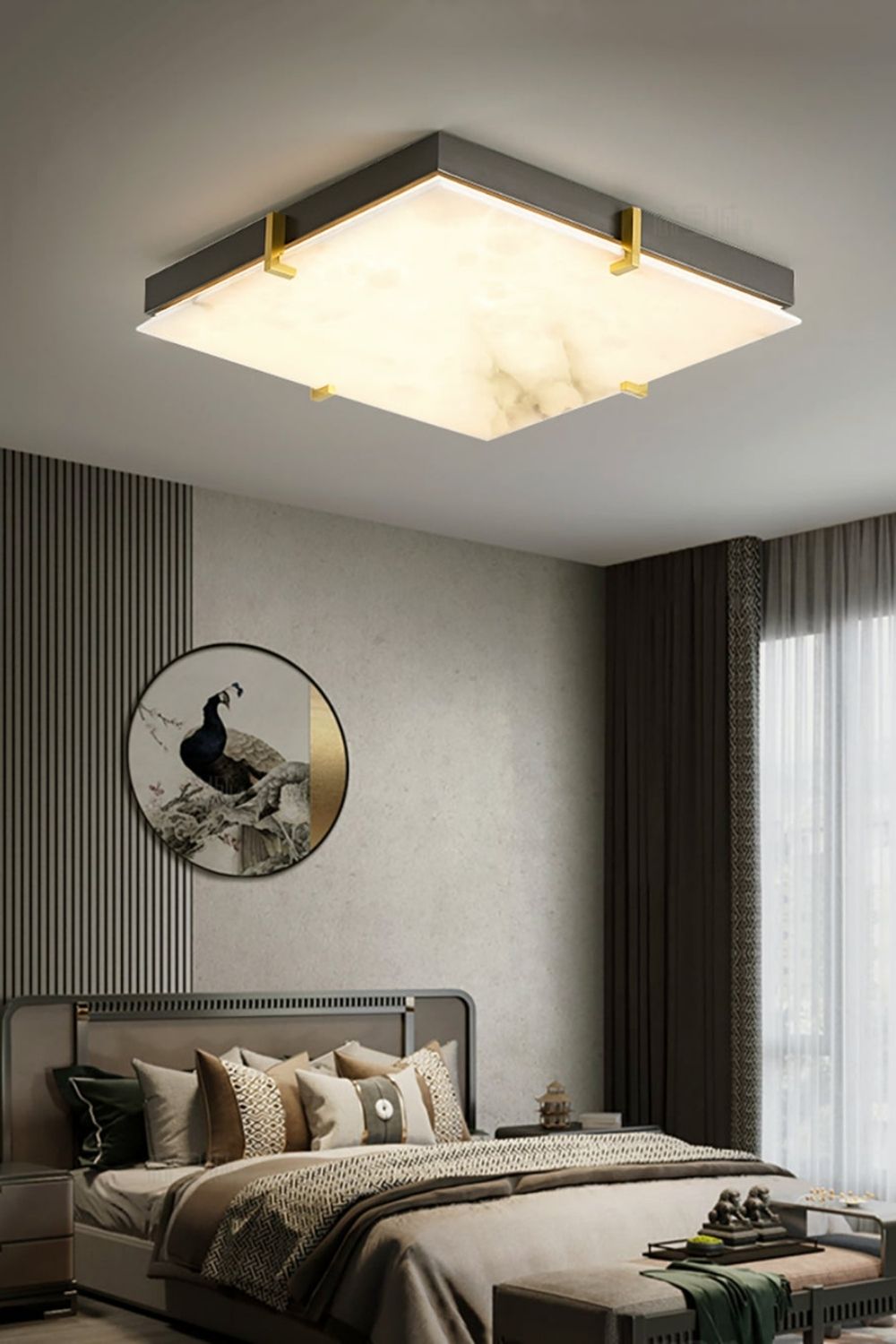 Alabaster Black Square Ceiling Lamp