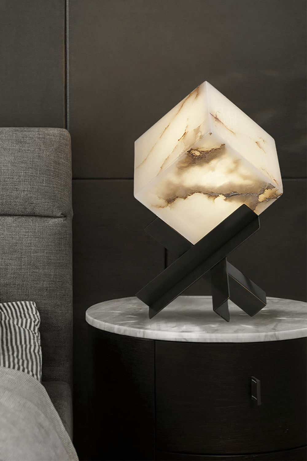 Alabaster Cubic Table Lamp