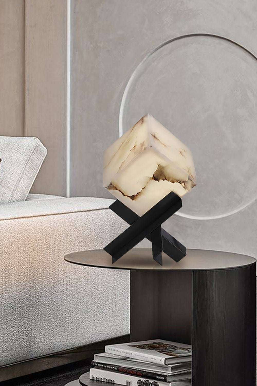 Alabaster Cubic Table Lamp
