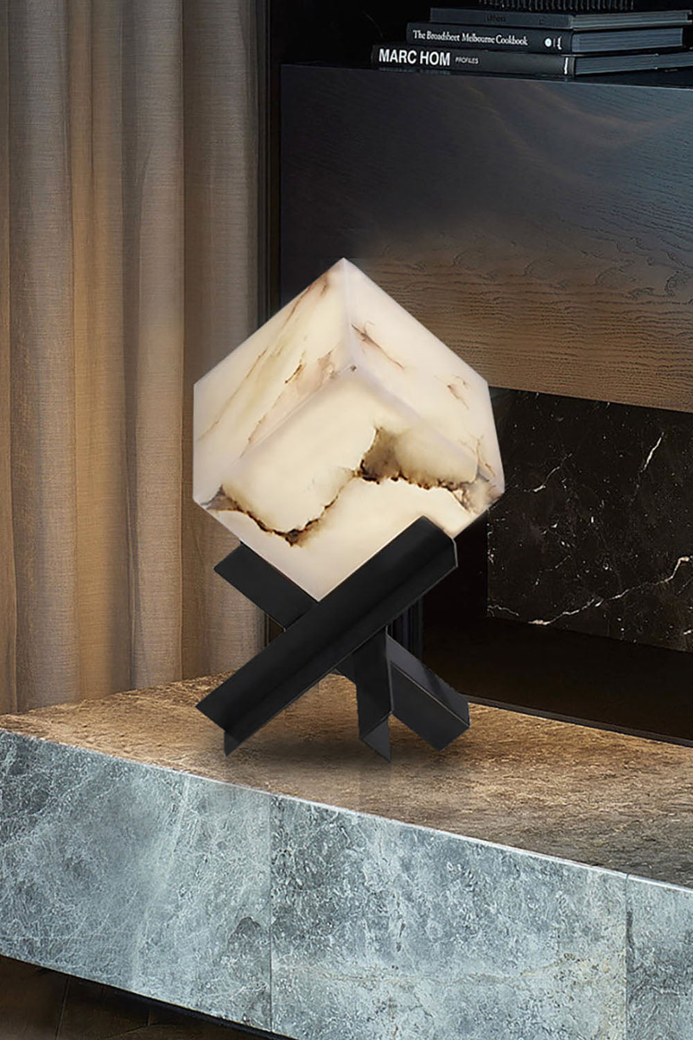 Alabaster Cubic Table Lamp