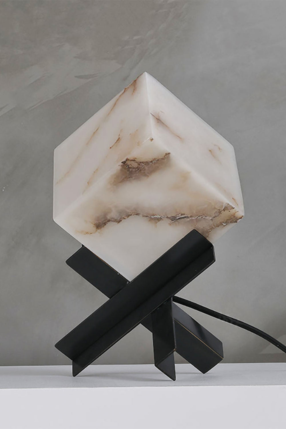 Alabaster Cubic Table Lamp