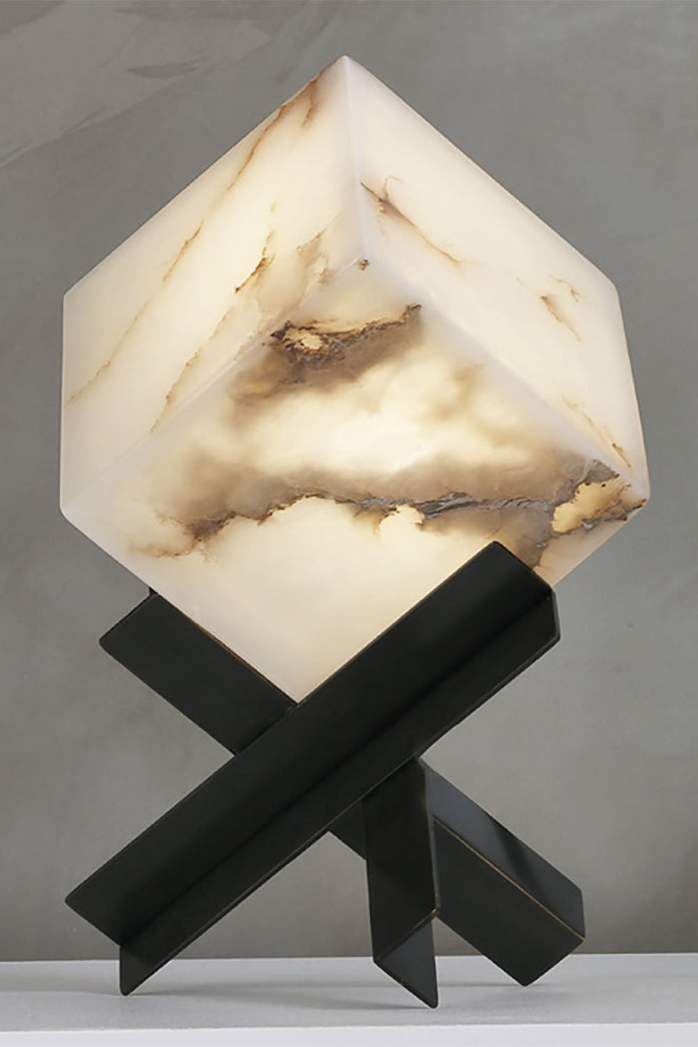 Alabaster Cubic Table Lamp