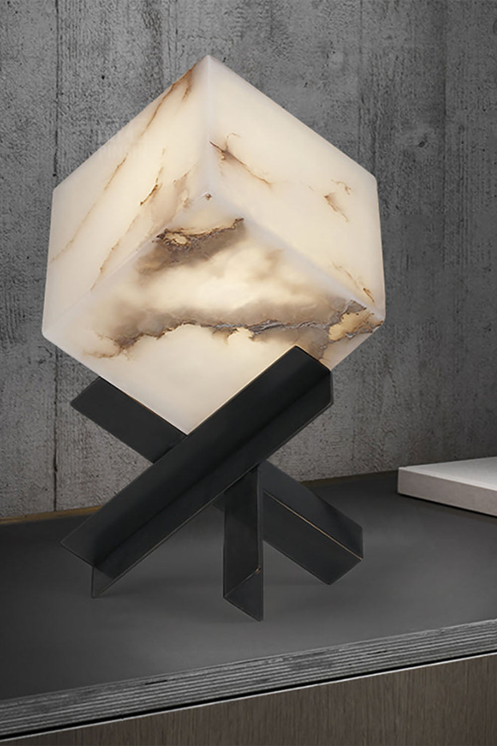 Alabaster Cubic Table Lamp