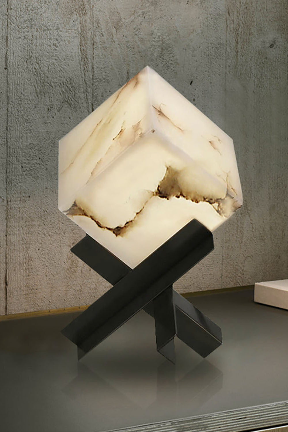 Alabaster Cubic Table Lamp