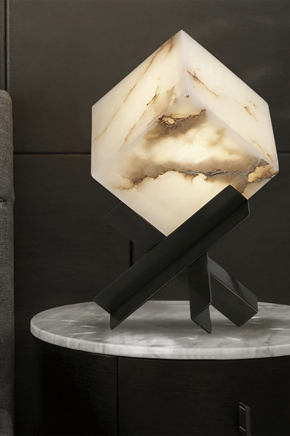 Alabaster Cubic Table Lamp