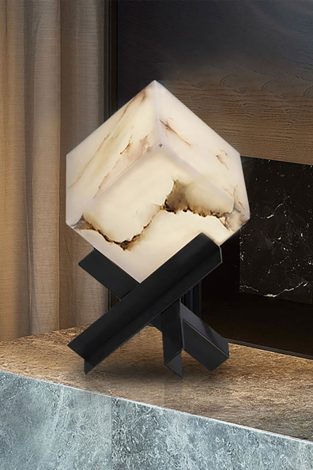 Alabaster Cubic Table Lamp