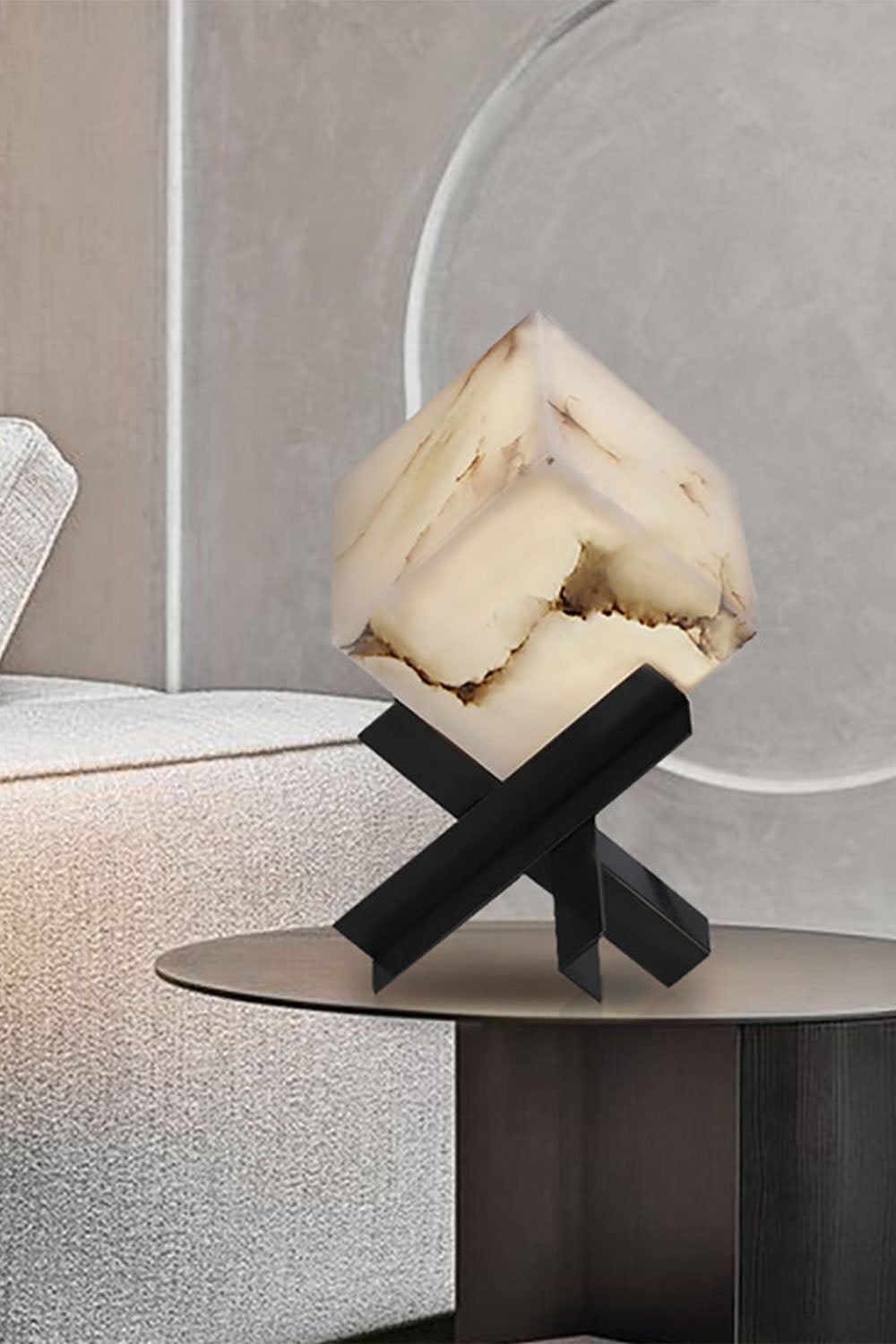 Alabaster Cubic Table Lamp