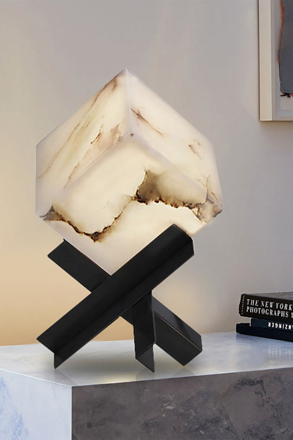 Alabaster Cubic Table Lamp