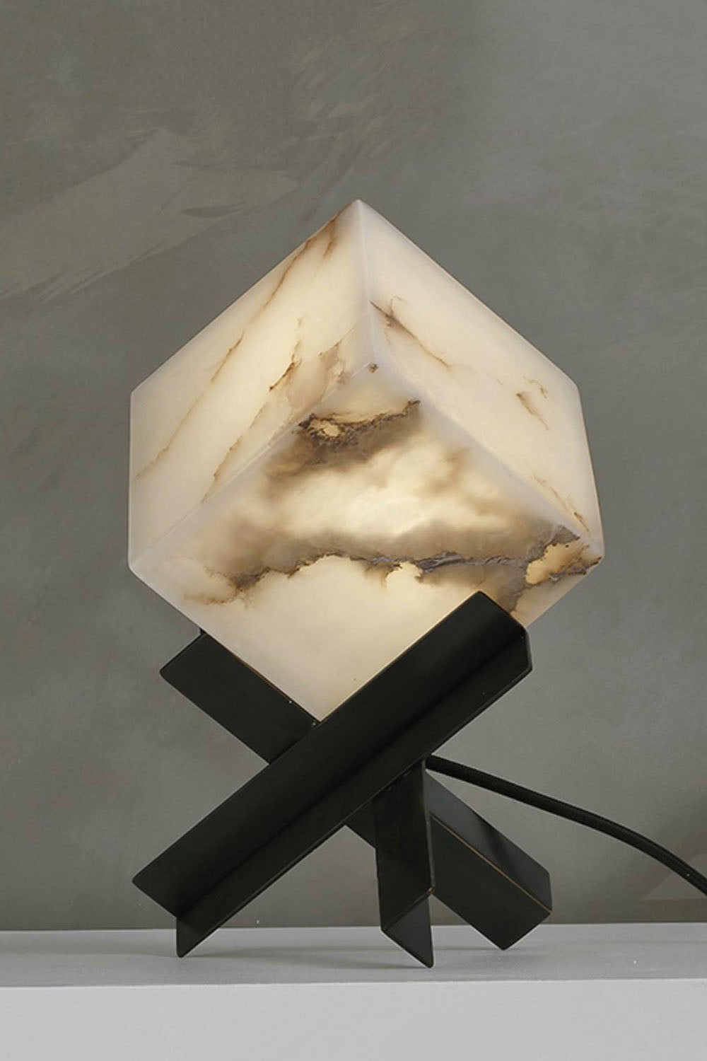 Alabaster Cubic Table Lamp