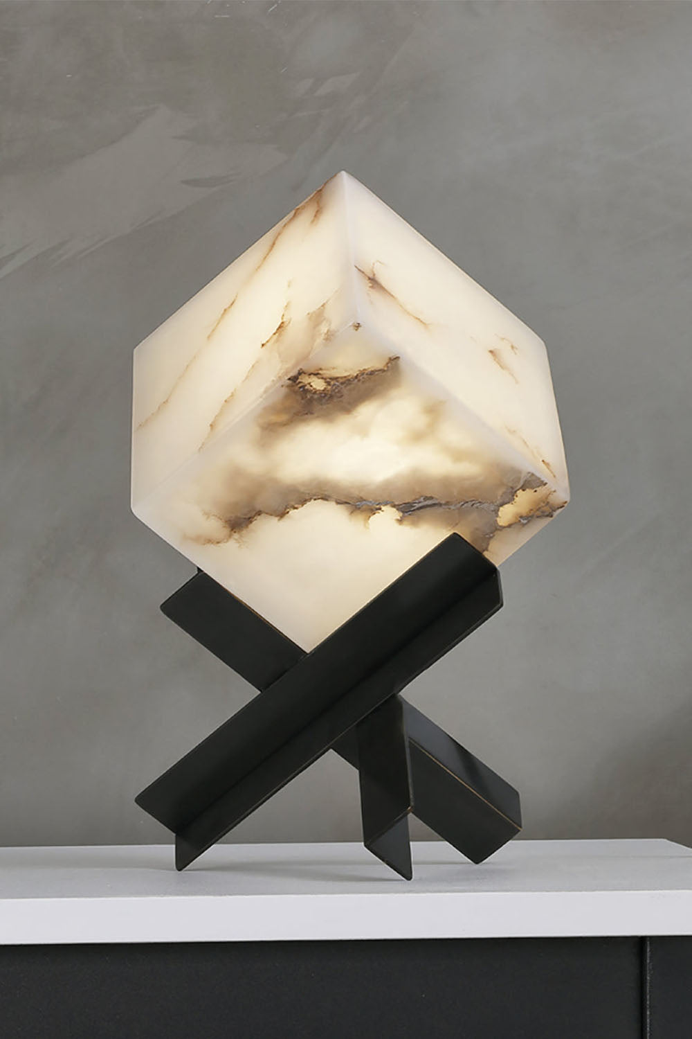 Alabaster Cubic Table Lamp