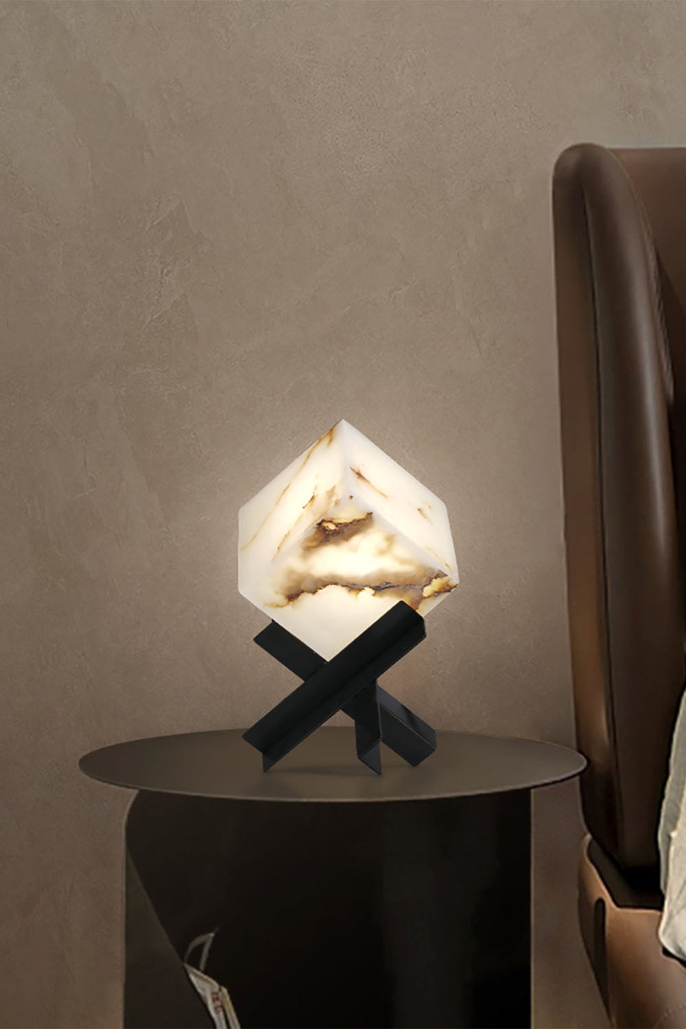 Alabaster Cubic Table Lamp