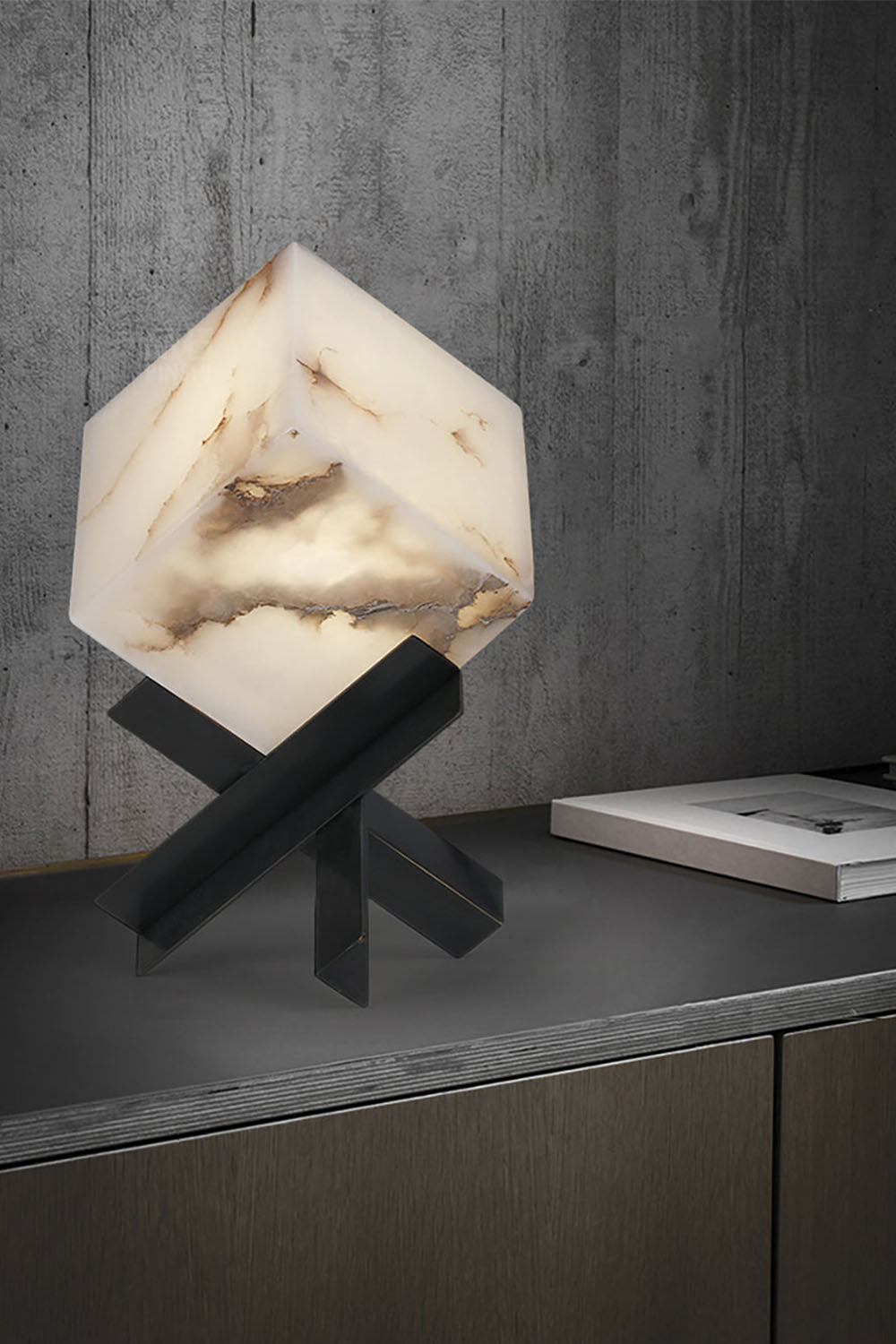 Alabaster Cubic Table Lamp