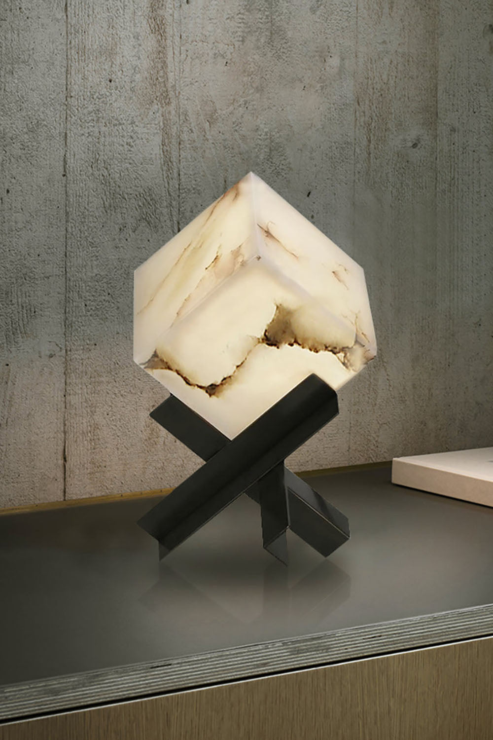 Alabaster Cubic Table Lamp