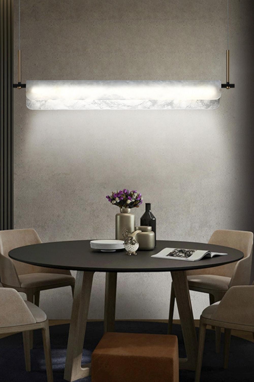 Alabaster Dining Linear Chandelier - SamuLighting